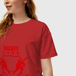 Футболка оверсайз женская Hockey Stars, цвет: красный — фото 2