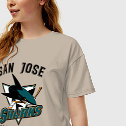 Футболка оверсайз женская SAN JOSE SHARKS, цвет: миндальный — фото 2