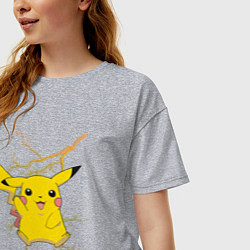 Футболка оверсайз женская Pikachu, цвет: меланж — фото 2