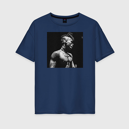 Женская футболка оверсайз XXXTentacion / Тёмно-синий – фото 1