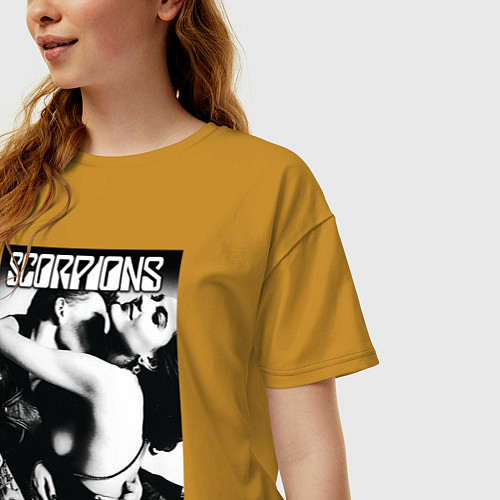 Женская футболка оверсайз Scorpions / Горчичный – фото 3