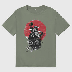 Футболка оверсайз женская Японский самурай, цвет: авокадо