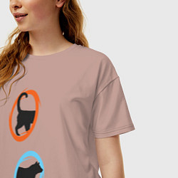 Футболка оверсайз женская Portal Cat, цвет: пыльно-розовый — фото 2