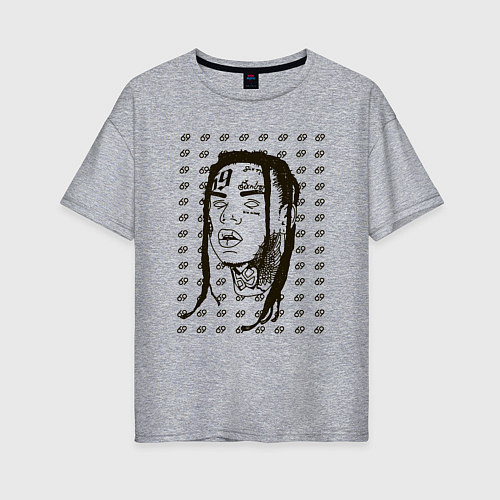 Женская футболка оверсайз Такеши 6ix9ine / Меланж – фото 1