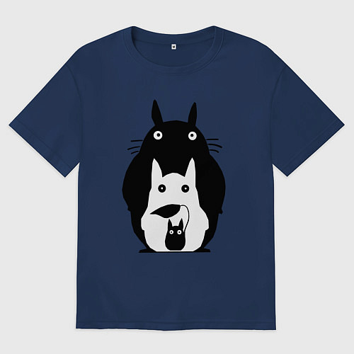 Женская футболка оверсайз Тоторо / Тёмно-синий – фото 1