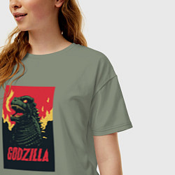 Футболка оверсайз женская Godzilla, цвет: авокадо — фото 2