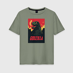 Футболка оверсайз женская Godzilla, цвет: авокадо