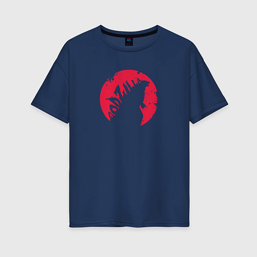 Женская футболка оверсайз Godzilla / Тёмно-синий – фото 1