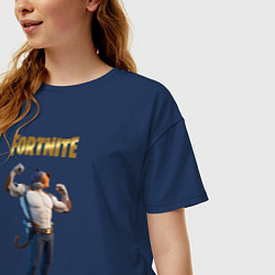 Футболка оверсайз женская Meowcles Fortnite 2, цвет: тёмно-синий — фото 2
