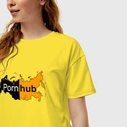 Футболка оверсайз женская Logo PornHub, цвет: желтый — фото 2