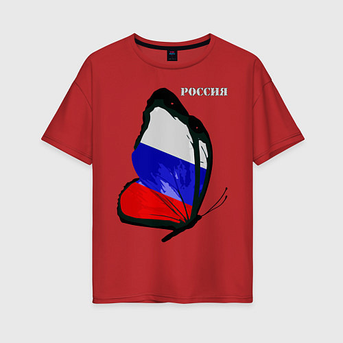 Женская футболка оверсайз Россия / Красный – фото 1