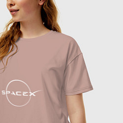 Футболка оверсайз женская Space X, цвет: пыльно-розовый — фото 2