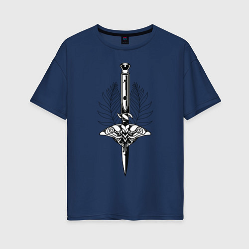 Женская футболка оверсайз Ножи и Цикада / Тёмно-синий – фото 1