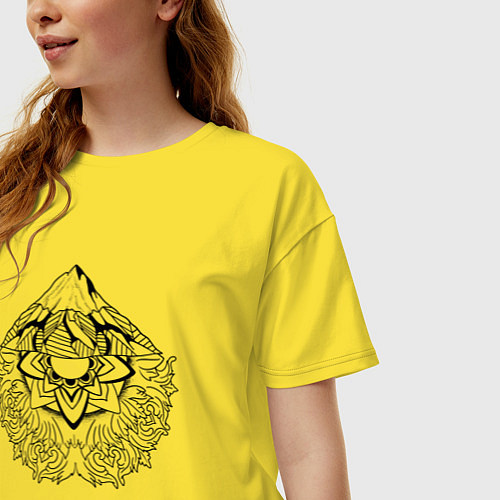 Женская футболка оверсайз Mountain mandala / Желтый – фото 3