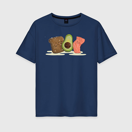 Женская футболка оверсайз Бутерброд из авокадо / Тёмно-синий – фото 1