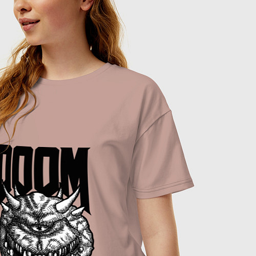 Женская футболка оверсайз КАКОДЕМОН DOOM Z / Пыльно-розовый – фото 3