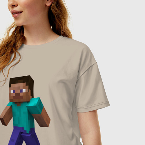 Женская футболка оверсайз Minecraft персонаж / Миндальный – фото 3