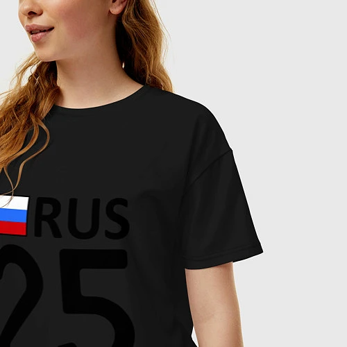 Женская футболка оверсайз RUS 25 / Черный – фото 3
