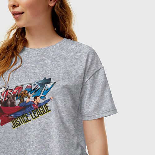 Женская футболка оверсайз Justice League / Меланж – фото 3