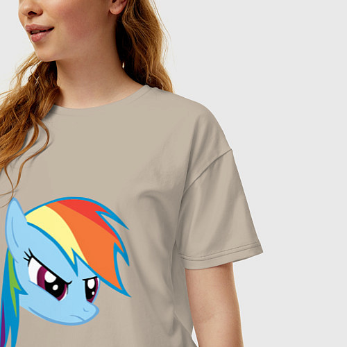 Женская футболка оверсайз Rainbow Dash / Миндальный – фото 3