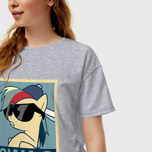 Женская футболка оверсайз Rainbow Dash swag / Меланж – фото 3