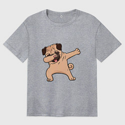 Футболка оверсайз женская Мопс ДАБ, цвет: меланж