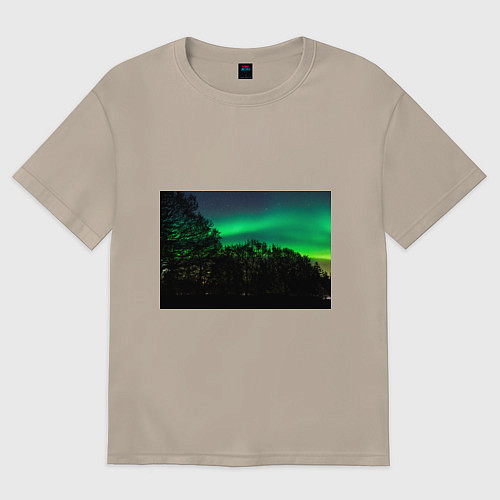 Женская футболка оверсайз Северное сияние / Миндальный – фото 1