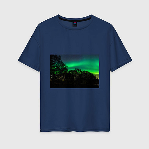 Женская футболка оверсайз Северное сияние / Тёмно-синий – фото 1