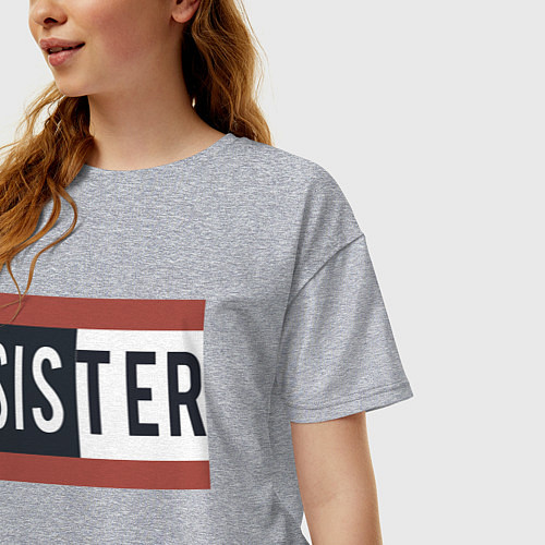 Женская футболка оверсайз Sister / Меланж – фото 3