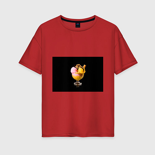Женская футболка оверсайз Мороженое / Красный – фото 1