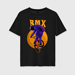 Футболка оверсайз женская BMX - moon - space, цвет: черный