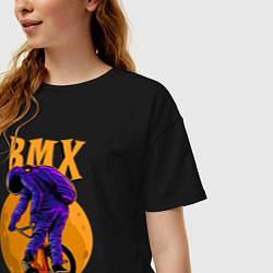 Футболка оверсайз женская BMX - moon - space, цвет: черный — фото 2