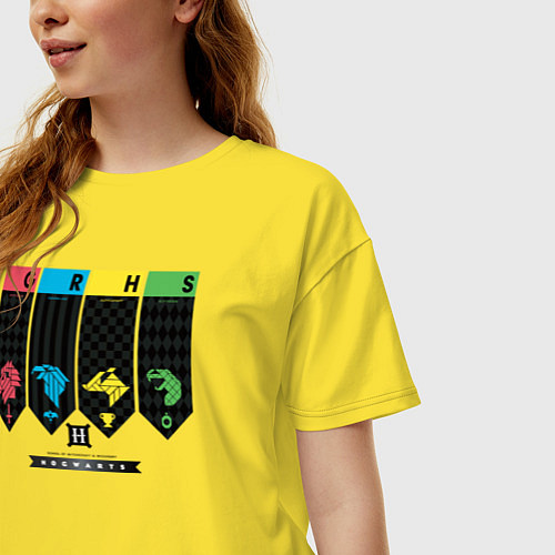 Женская футболка оверсайз Hogwarts / Желтый – фото 3