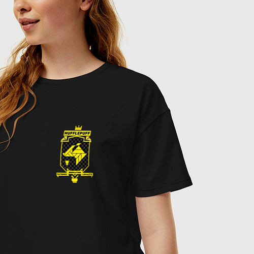Женская футболка оверсайз Hufflepuff Quidditch Team / Черный – фото 3