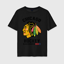 Футболка оверсайз женская CHICAGO BLACKHAWKS NHL, цвет: черный