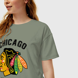 Футболка оверсайз женская CHICAGO BLACKHAWKS NHL, цвет: авокадо — фото 2