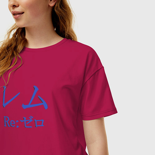 Женская футболка оверсайз Re:Zero Рем / Маджента – фото 3