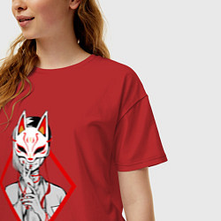 Футболка оверсайз женская Женщина в маске, цвет: красный — фото 2