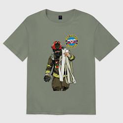 Футболка оверсайз женская Спасатель МЧС, цвет: авокадо