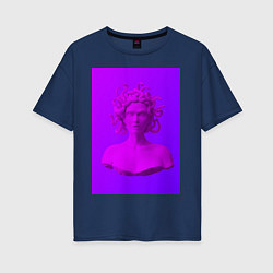 Футболка оверсайз женская Vaporwave art 1-1, цвет: тёмно-синий