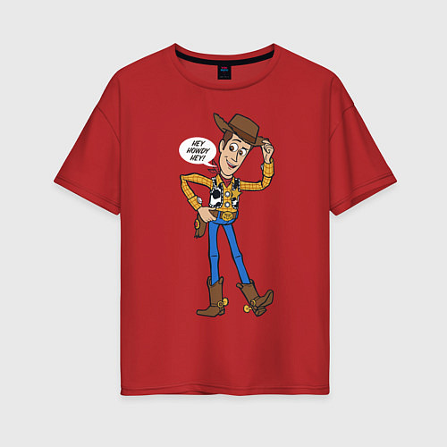 Женская футболка оверсайз Woody / Красный – фото 1