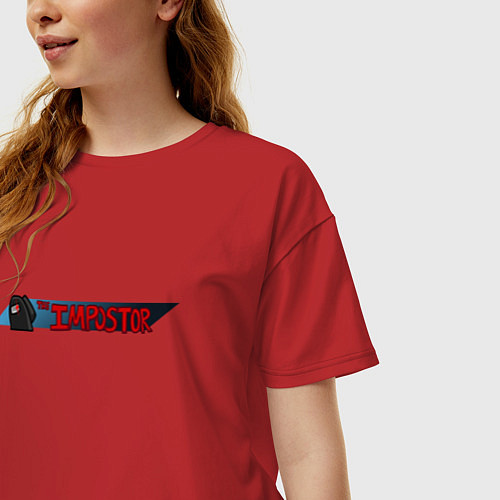 Женская футболка оверсайз Among Us imposter / Красный – фото 3