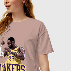 Футболка оверсайз женская LeBron - Lakers, цвет: пыльно-розовый — фото 2