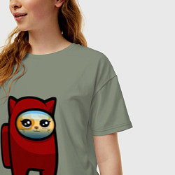 Футболка оверсайз женская Among us Cat, цвет: авокадо — фото 2