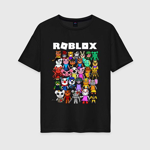 Женская футболка оверсайз ROBLOX PIGGY / Черный – фото 1