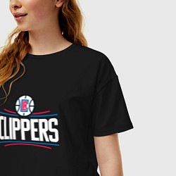 Футболка оверсайз женская Los Angeles Clippers, цвет: черный — фото 2
