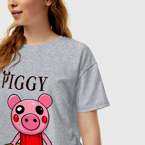 Женская футболка оверсайз ROBLOX PIGGY / Меланж – фото 3