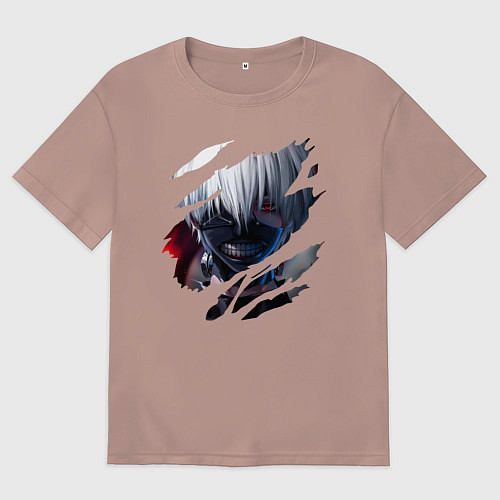 Женская футболка оверсайз Кен Канеки / Пыльно-розовый – фото 1