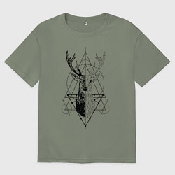 Футболка оверсайз женская Polygonal deer, цвет: авокадо