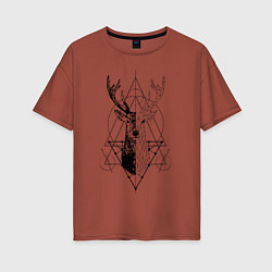 Футболка оверсайз женская Polygonal deer, цвет: кирпичный